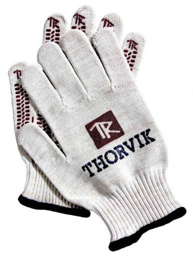 TRV-2-5510 Перчатки трикотажные Thorvik с точечным полимерным покрытием, модель Экстра, х/б, 10 класс вязки, размер 10 фото, характеристики