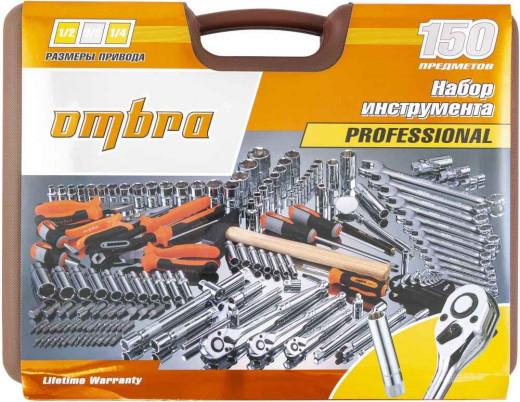 OMT150S (OMT150S18) Набор инструмента универсальный 1/4", 3/8" и 1/2"DR, 150 предметов фото, характеристики
