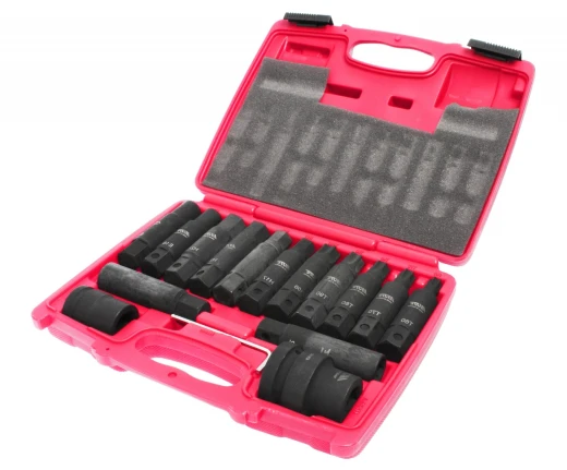 Набор бит 3/4" SPLINE Е18-24, TORX Т60-100, HEX Н17-24 ударных с держат. 3/4", 1" 107мм 16 пр. JTC фото, характеристики