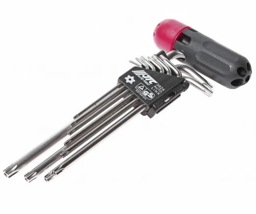 Набор ключей TORX T10Н-Т50H Г-образных с отверстием 9 предметов JTC фото, характеристики