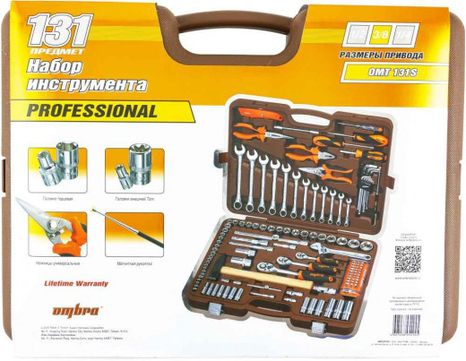 OMT131S (OMT131S18) Набор инструмента универсальный 1/4", 3/8" и 1/2"DR, 131 предмет фото, характеристики