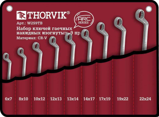 W2S9TB Набор ключей гаечных накидных изогнутых серии ARC в сумке, 6-24 мм, 9 предметов фото, характеристики
