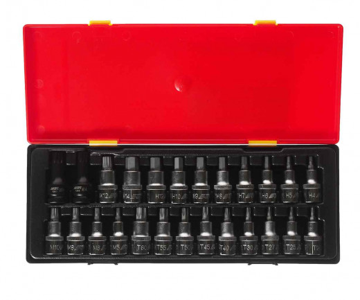 Набор бит-головок 1/2" HEX H4-H14, TORX T20-T60,SPLINE M5-M12 25 предметов JTC фото, характеристики