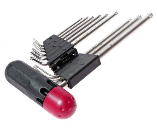 Набор ключей TORX T10Н-Т50H Г-образных с отверстием 9 предметов JTC фото, характеристики