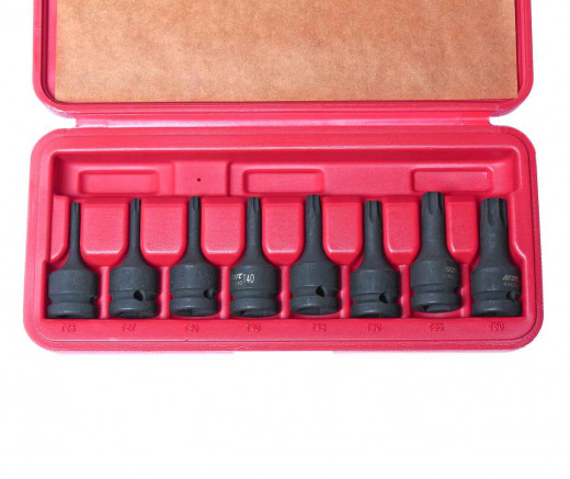Набор головок торцевых 1/2" TORX (Т25-Т60) ударных L=60мм 8 предметов в кейсе JTC фото, характеристики