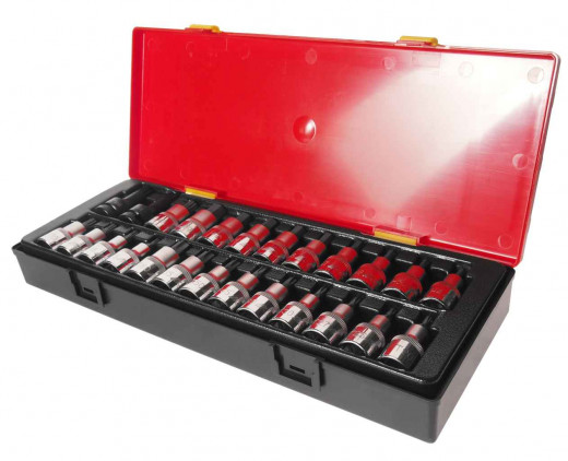 Набор бит-головок 1/2" HEX H4-H14, TORX T20-T60,SPLINE M5-M12 25 предметов JTC фото, характеристики