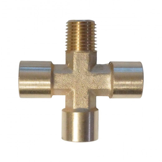 WDK-23FMB Фитинг X - образный, резъба 1/4" PT, F-F-F-M (внутренний/внешний), латунь фото, характеристики
