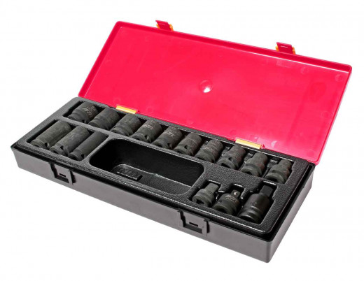 Набор головок торцевых 1/2" 6-ти гранных 10-24мм ударных 16 предметов в кейсе JTC фото, характеристики