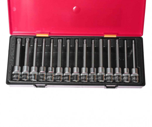 Набор головок и бит-головок 1/2" TORX,HEX,SPLINE 15 предметов в кейсе JTC фото, характеристики