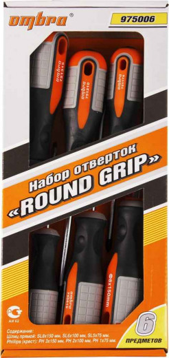975006 Набор отверток стержневых ROUND GRIP, 6 предметов фото, характеристики