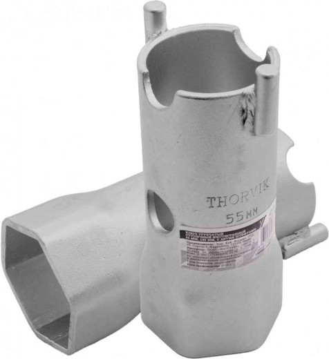 BS6P55B Ключ трубчатый ступичный шестигранный, 55 мм, 145 мм, с двумя штифтами фото, характеристики