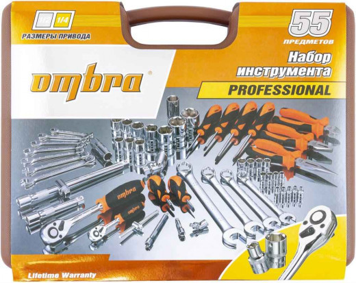 OMT55S Набор инструмента универсальный 1/4", 1/2"DR, 55 предметов фото, характеристики