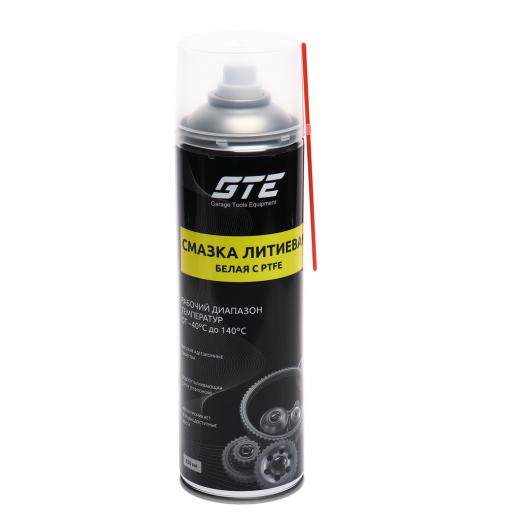 Смазка литиевая белая грязеотталкивающая 650мл аэрозоль с PTFE GTE фото, характеристики