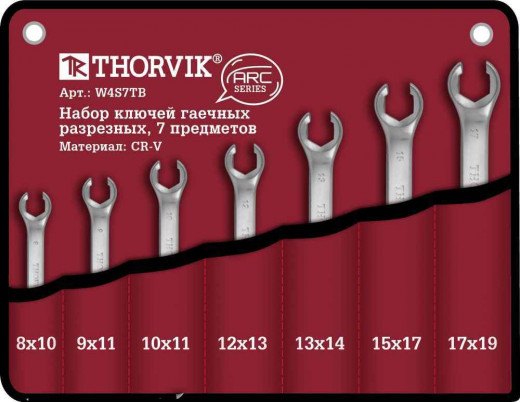 W4S7TB Набор ключей гаечных разрезных серии ARC в сумке, 8-19 мм, 7 предметов фото, характеристики