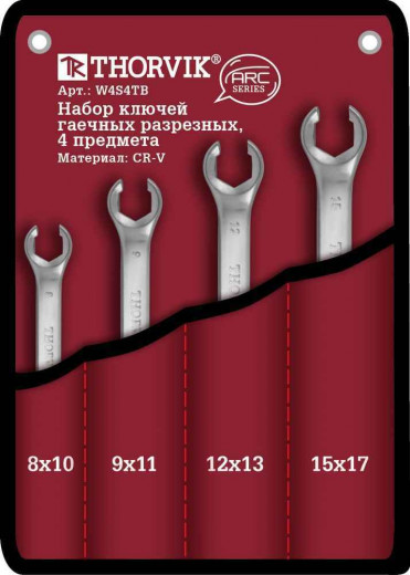 W4S4TB Набор ключей гаечных разрезных серии ARC в сумке, 8-17 мм, 4 предмета фото, характеристики