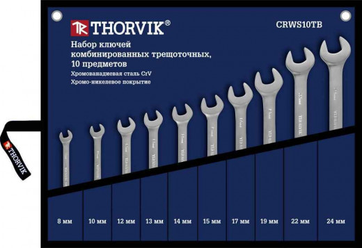 CRWS10TB Набор ключей гаечных комбинированных трещоточных в сумке, 8-24 мм, 10 предметов фото, характеристики