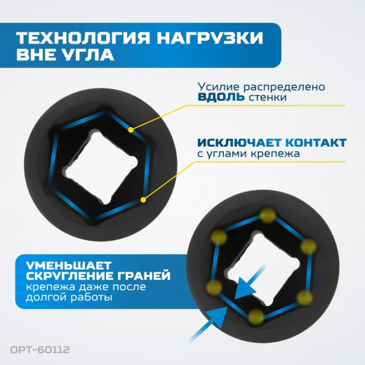 OPT-60112 Набор ударных головок 3/4", 17-41 мм, 12 предметов фото, характеристики