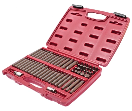 Набор бит 1/2" 3/8" HEX, TORX, SPLINE, RIBE 6-ти гранных 2 держателя 58 предметов в кейсе JTC фото, характеристики