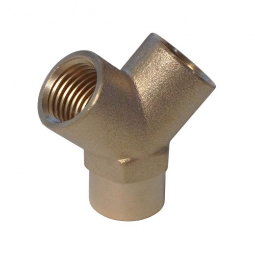 WDK-20FF Фитинг Y - образный, резъба 1/4" PT,  F-F-F (внутренний), латунь фото, характеристики