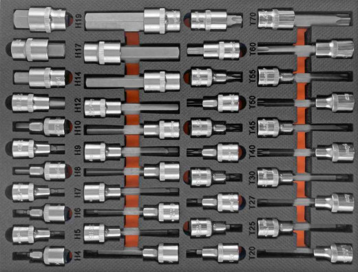 OMT42STE Набор насадок торцевых 1/2" DR, со вставками-битами TORX® T20-T70 в EVA ложементе 280х375 мм, 42 предмета фото, характеристики