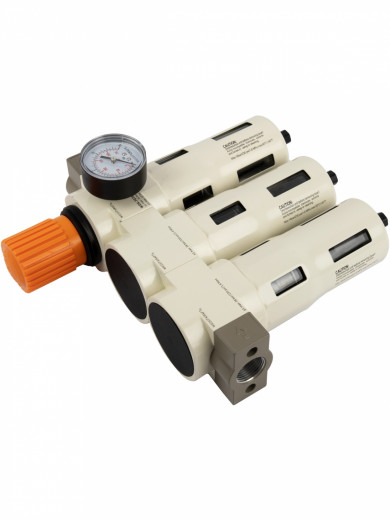 WDK-70760FA Блок подготовки воздуха 3/4", 16 бар, трехступенчатый с влагоотделителем 25-5-0.3 мк, автоматический сброс фото, характеристики
