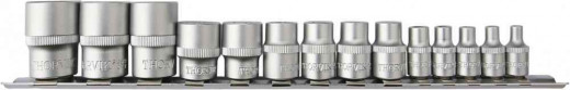 S1S1314SM Набор головок торцевых 1/4", 3/8", 1/2"DR на держателе, внешний TORX®, E4-E24, 14 предме фото, характеристики