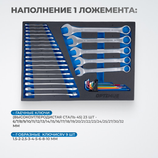 OPT-717E Тележка инструментальная, 7 полок с набором инструментов, столешница с EVA покрытием фото, характеристики