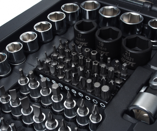 Набор инструментов 216 предметов слесарно-монтажный 1/4",3/8",1/2" 6-ти гранных в кейсе JTC фото, характеристики