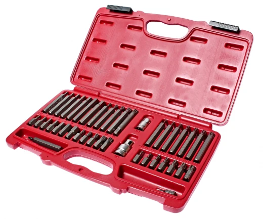 Набор бит 1/2" 3/8" HEX, TORX, SPLINE 6-ти гранных 2 держателя 42 предмета в кейсе JTC фото, характеристики