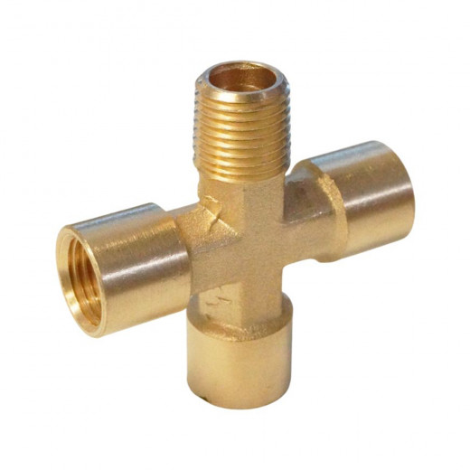WDK-23FMB Фитинг X - образный, резъба 1/4" PT, F-F-F-M (внутренний/внешний), латунь фото, характеристики