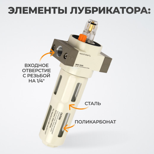 WDK-7620F Лубрикатор 1/4", 16 бар фото, характеристики