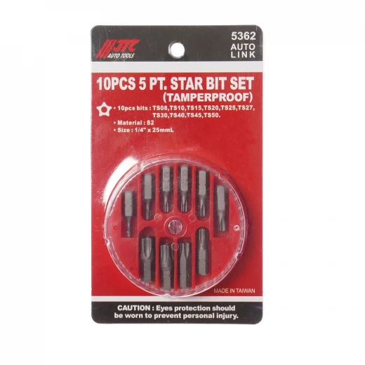 Набор бит 1/4" TORX ТS08-TS50 10 предметов в боксе JTC фото, характеристики
