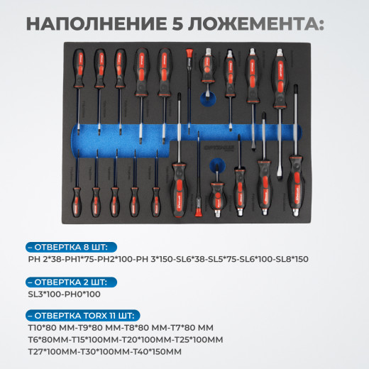 OPT-917P Тележка инструментальная, 7 полок с набором инструментов 312 пр, пластиковая столешница фото, характеристики