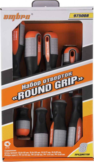 975008 Набор отверток стержневых ROUND GRIP, 8 предметов фото, характеристики