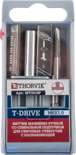 MTG508SP Метчик машинно-ручной T-DRIVE со спиральной подточкой для сквозных отверстий с направляющей в наборе М5х0.8, HSS-G фото, характеристики
