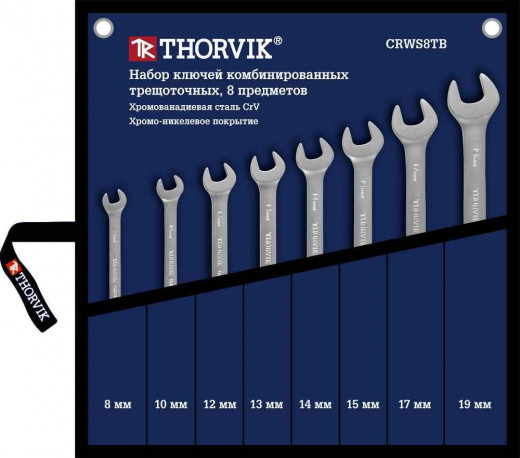 CRWS8TB Набор ключей гаечных комбинированных трещоточных в сумке, 8-19 мм, 8 предметов фото, характеристики