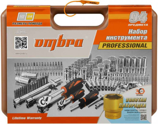 OMT94S12 Набор инструмента универсальный 1/4", 1/2"DR с головками торцевыми 12-гранными 1/2"DR, 94 предмета фото, характеристики