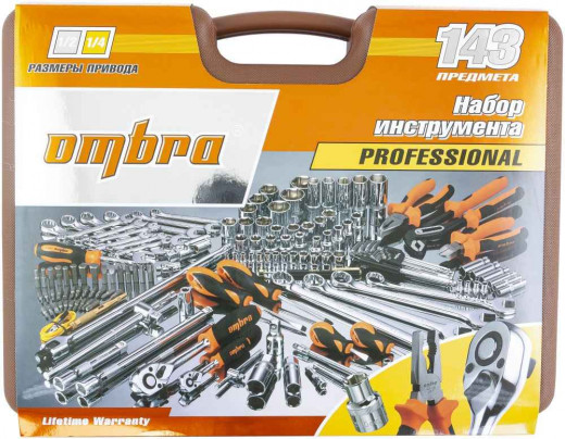 OMT143SL Набор инструмента универсальный 1/4", 1/2"DR, 143 предмета фото, характеристики