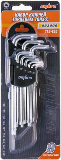 953009 Набор ключей торцевых TORX® Т10-T50, 9 предметов фото, характеристики