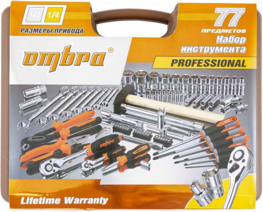 OMT77S Набор инструмента универсальный 1/4", 1/2"DR, 77 предметов фото, характеристики