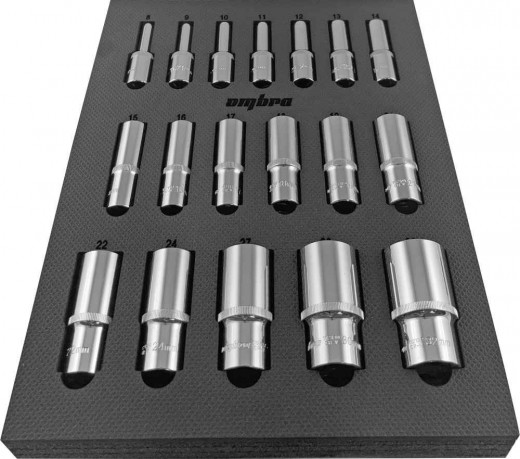 OMT18STE Набор головок торцевых глубоких 1/2" DR 8-32 мм в EVA ложементе 280х375 мм, 18 предметов фото, характеристики