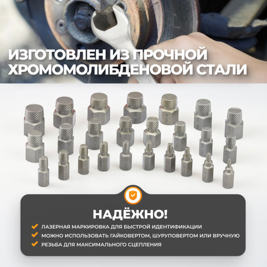 WDK-214035 Набор экстракторов для сломанного крепежа фото, характеристики