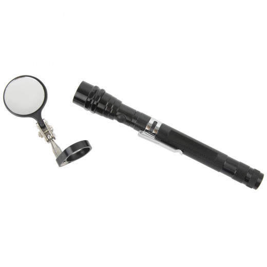 WDK-65453 Фонарик инспекционный на гибкой рукоятке с зеркалом и магнитом, 170-550 мм фото, характеристики