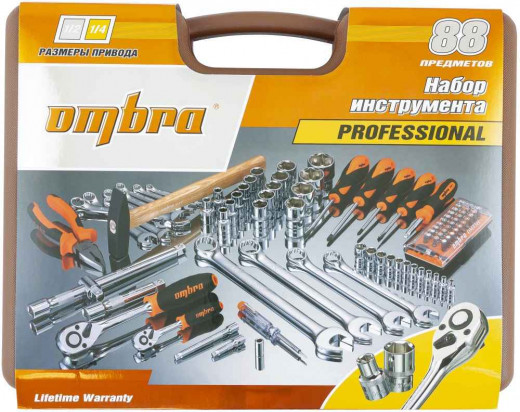 OMT88S Набор инструмента универсальный 1/4", 1/2"DR, 88 предметов фото, характеристики