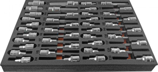 OMT42STE Набор насадок торцевых 1/2" DR, со вставками-битами TORX® T20-T70 в EVA ложементе 280х375 мм, 42 предмета фото, характеристики
