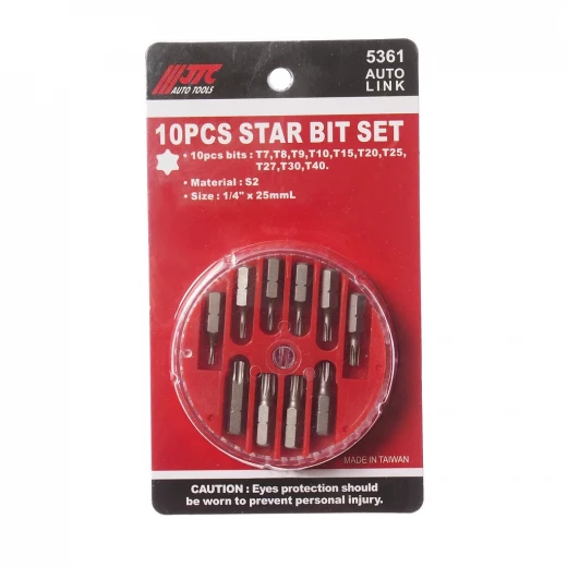 Набор бит 1/4" TORX Т7-Т40 10 предметов в боксе JTC фото, характеристики